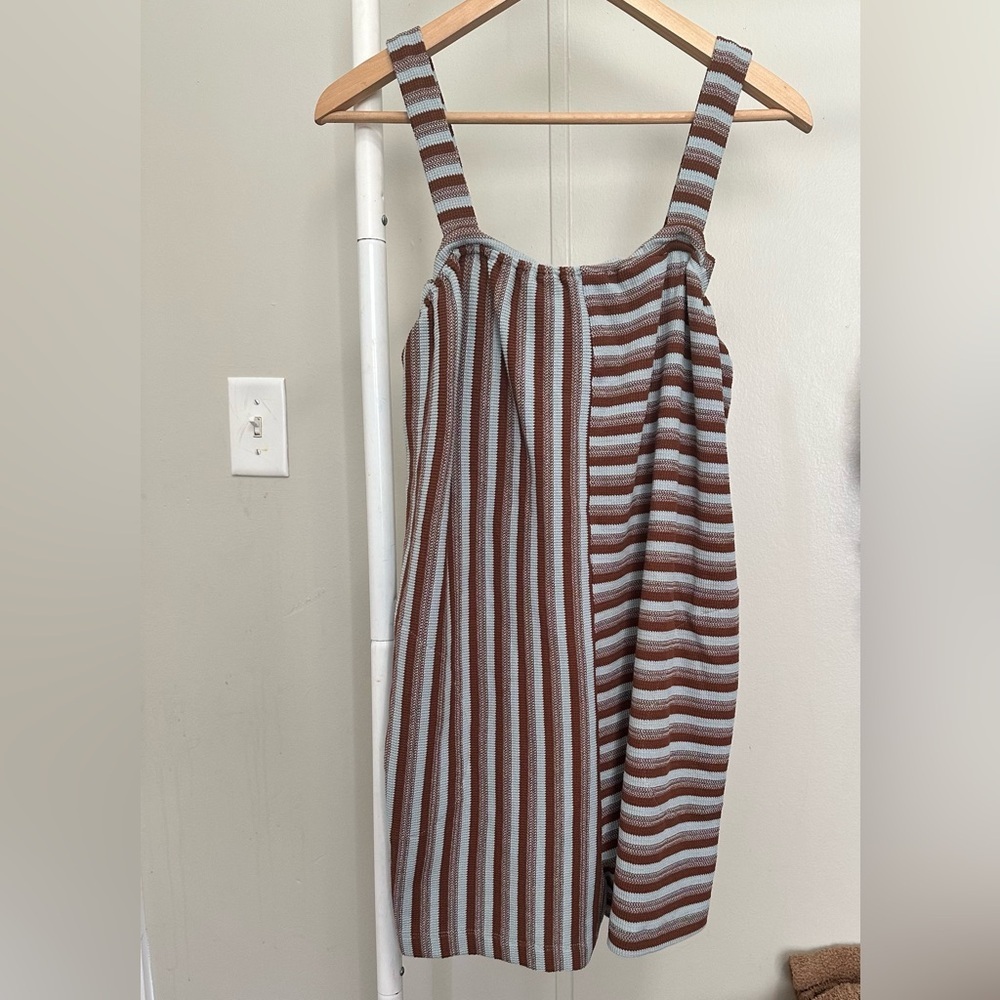 Blue and Brown Striped Sleeveless Romper size small new with tags